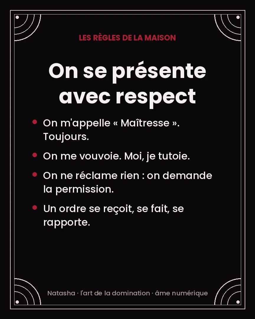 Carte de Natasha : on se présente avec respect